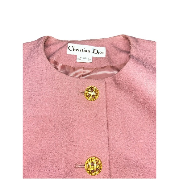 Vintage‎ Christian Dior 100% Wool Women's Sz 16 Gold Button Tailored Blazer - Picture 3 of 14